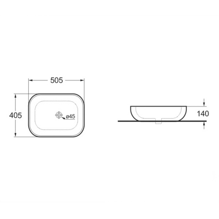 Раковина керамическая Vincea VBS-101MC, 500*400*140, накладная, цвет капучино матовый