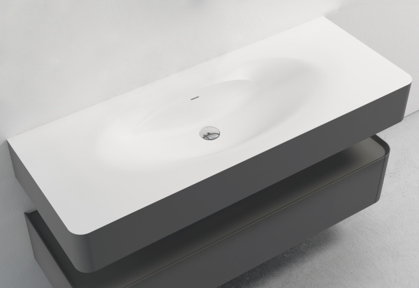 База под раковину Caprise 1200 подвесная, 1 выкатной ящик soft close, серый матовый