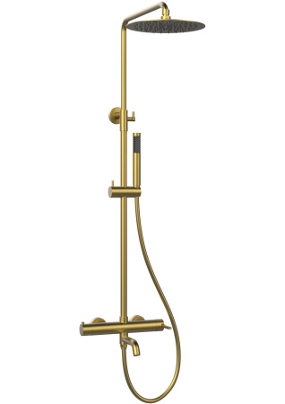 Душевая стойка Вилла (Villa) VSFS-1VL1BG с изливом, 25см верх. душ из нерж. стали, брашированное золото