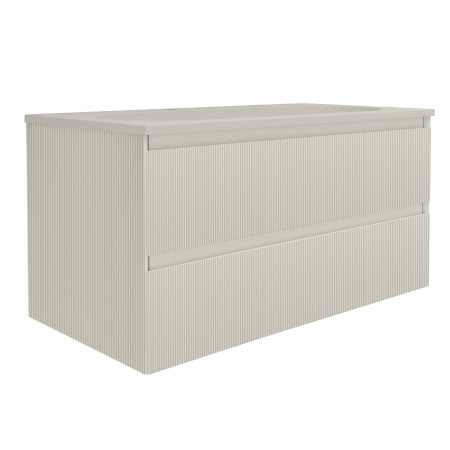 База под раковину Велле (Welle) 1000 подвесная, 2 выкатных ящика микролифт, Бежевый матовый софт-тач