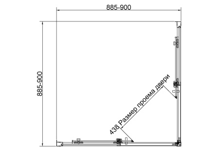 Душевой уголок Слим 8мм (Slim 8mm) VSS-4SL900CLG, 900*900, брашированное золото, стекло прозрачное