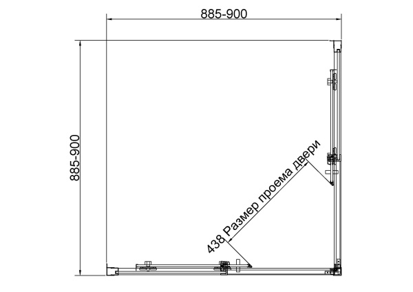 Душевой уголок Слим 8мм (Slim 8mm) VSS-4SL900CL, 900*900, хром, стекло прозрачное