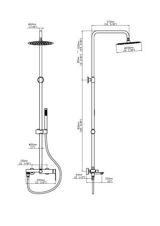 Душевая стойка Линеа (Linea) VSFS-4LN1BN с изливом, брашированный никель