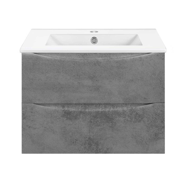 База под керамическую раковину Mia Slim 700 подвесная, 2 выкатных ящика soft close, Beton