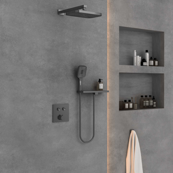 Душевой комплект VSFW-4211RGM встраиваемый, двухрежимный, вороненая сталь