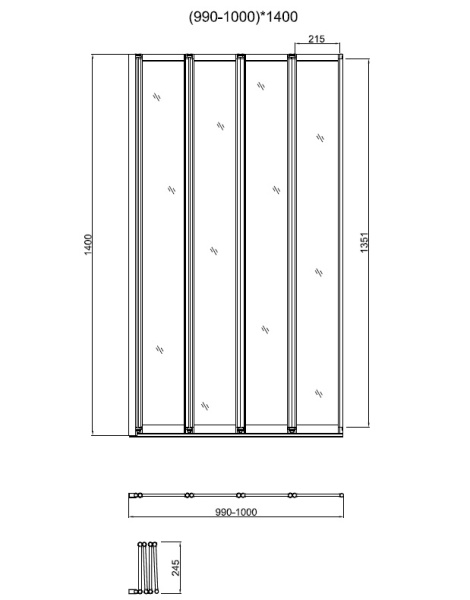 Душевая шторка на ванну VSB-31100CL, 1000*1400, хром, стекло прозрачное Душевая шторка на ванну VSB-31100CL, 1000*1400, хром, стекло прозрачное