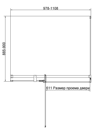 Душевой уголок Экстенза (Extenza) VSR-4EX101190CLBN, 1000/1100*900, брашированный никель, стекло прозрачное