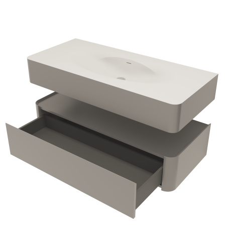База под раковину Каприз (Caprise) 1200 подвесная, 1 выкатной ящик микролифт, светло-серый матовый