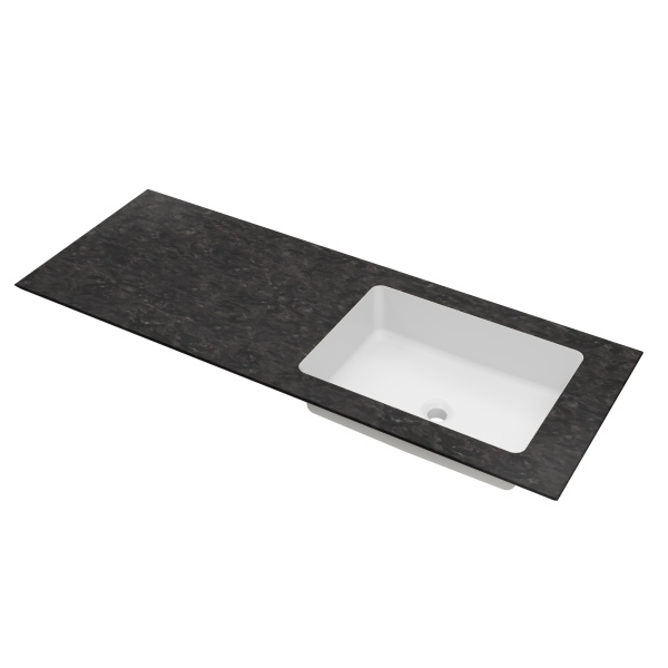 Столешница из натурального мрамора с интегрированной раковиной VWTB-4LX140VB-R,правая,черный Версаче