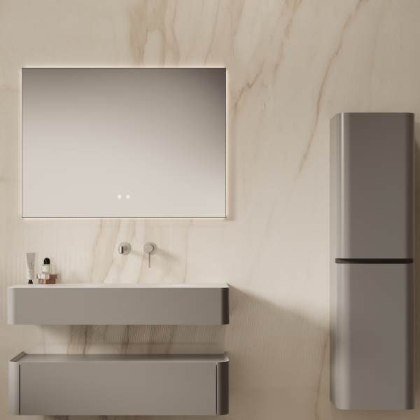 База под раковину Caprise 1000 подвесная, 1 выкатной ящик soft close, светло-серый матовый