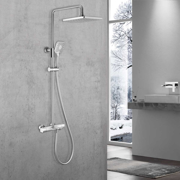 Душевая стойка Next VSFS-1N1TCH термостатическая с изливом, 25см верх душ, хром