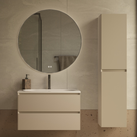 База под раковину Люка Софт-Тач (Luka Soft-Touch) 800 подвесная, 2 выкатных ящика микролифт, матовый бежевый