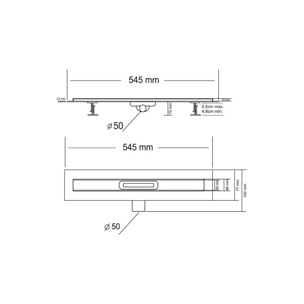 Душевой лоток SAY CARMINE 510.50.P.PITI, 50 см, хром Душевой лоток SAY CARMINE 510.50.P.PITI, 50 см, хром