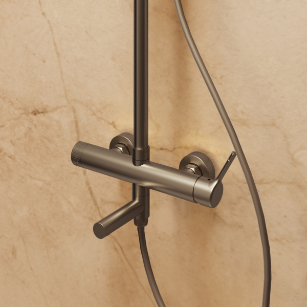 Душевая стойка Феерие (Feerie) VSFS-5FE1GM с изливом, вороненая сталь