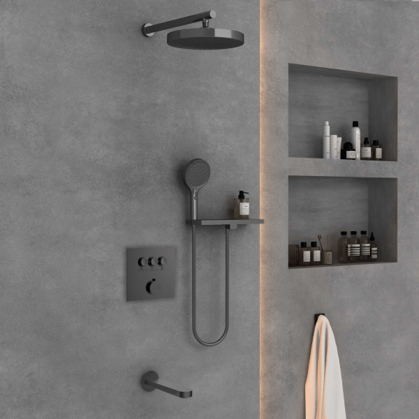 Душевой комплект VSFW-431I2RGM встраиваемый, вороненая сталь