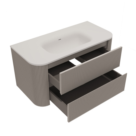 База под раковину Альто (Alto) 1000 подвесная, 2 выкатных ящика микролифт, светло-серый матовый