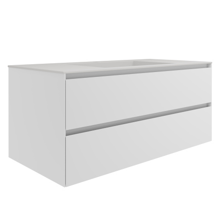 База под раковину Люка Софт-Тач (Luka Soft-Touch) 1000 подвесная, 2 выкатных ящика микролифт, матовый белый