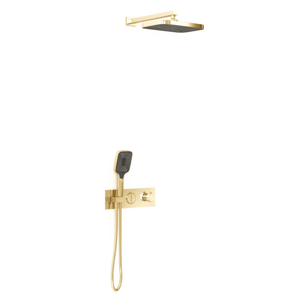 Душевой комплект VSFW-422T1BG встраиваемый, термостатический, двухрежимный, брашированное золото
