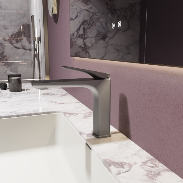 Смеситель для раковины Puro VBF-5P01GM, вороненая сталь