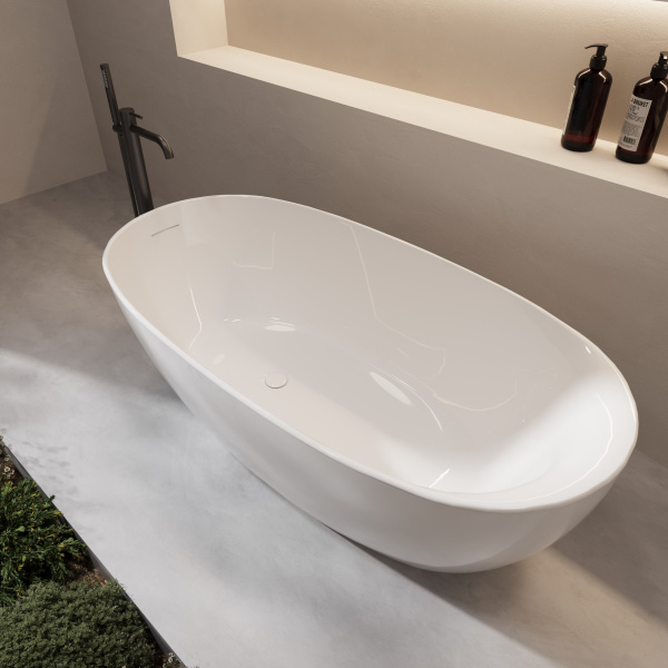 Ванна акриловая Vincea VBT-601-1700, 1700*850*580, цвет белый, слив-перелив в комплекте, белый