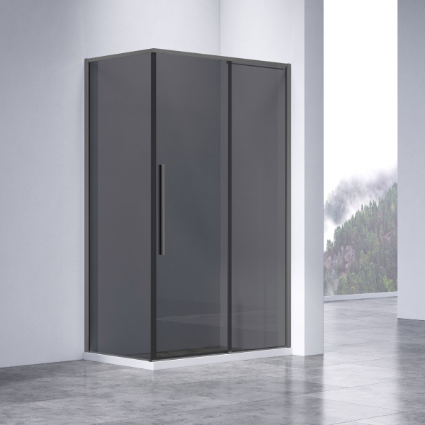 Душевой уголок Слим-Н (Slim-N) VSR-4SN8011CGGM, 1100*800, вороненая сталь, стекло тонированное
