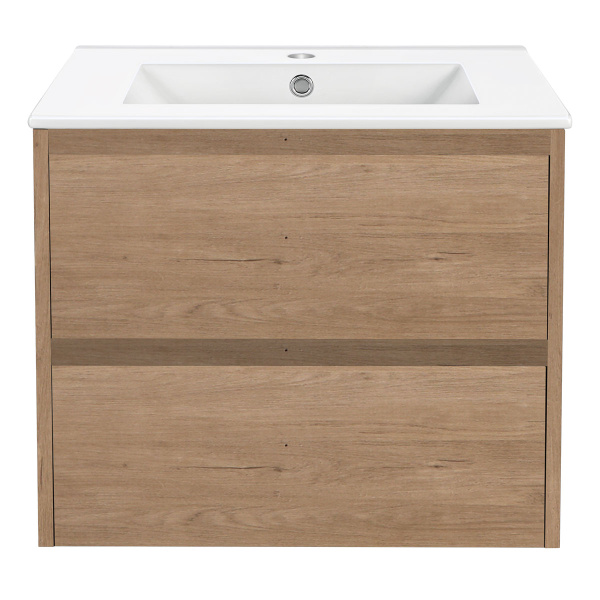 База под раковину Gio 600 подвесная, 2 выкатных ящика soft-close, N.Oak