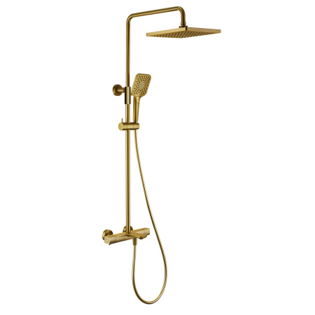Душевая стойка Некст (Next) VSFS-1N1TBG термостатическая с изливом, 25см верх душ, брашированное золото