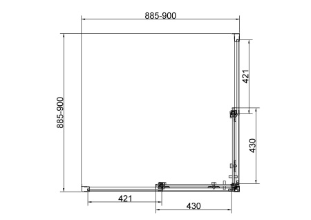 Душевой уголок Слим 8мм (Slim 8mm) VSS-4SL900CLG, 900*900, брашированное золото, стекло прозрачное