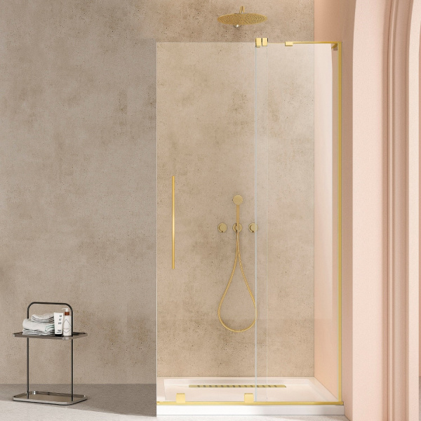 Душевая перегородка Волк-Ин (Walk-In) VSW-4WSL120CLG-R, правая, 1200*2000, брашир. золото, стекло прозрачное