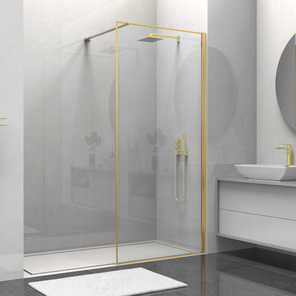 Душевая перегородка Walk-In VSW-1HS800CLG, 800*2000, брашированное золото, стекло прозрачное Душевая перегородка Walk-In VSW-1HS800CLG, 800*2000, брашированное золото, стекло прозрачное