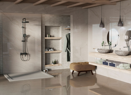 Душевая стойка VSFS-413MB с изливом, черный матовый