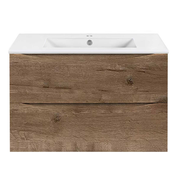 База под керамическую раковину Mia Slim 800 подвесная, 2 выкатных ящика soft close, V.Oak