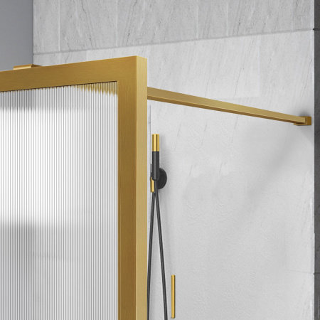 Душевая перегородка Волк-Ин (Walk-In) VSW-1HP110FLBG, 1100*2000, брашированное золото, стекло рифленое
