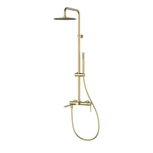 Душевая стойка Линеа (Linea) VSFS-4LN1BG с изливом, брашированное золото