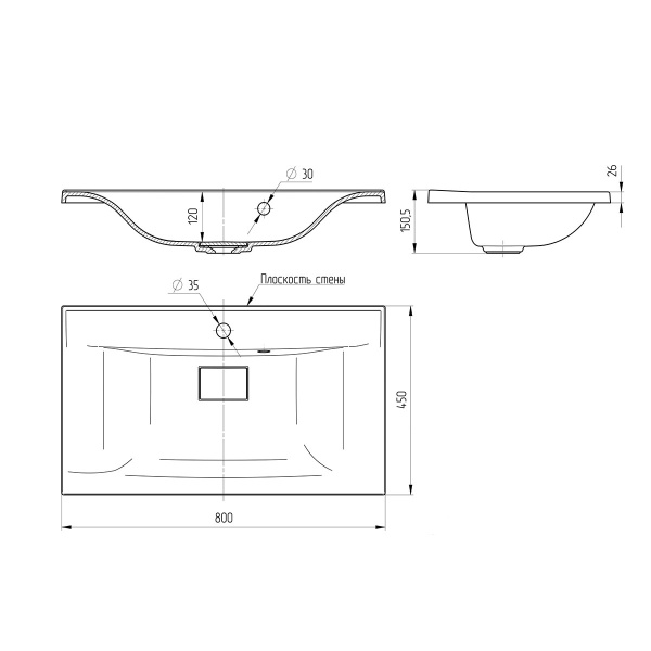 Раковина VCB-3M800B из кварцевого камня, цвет черный