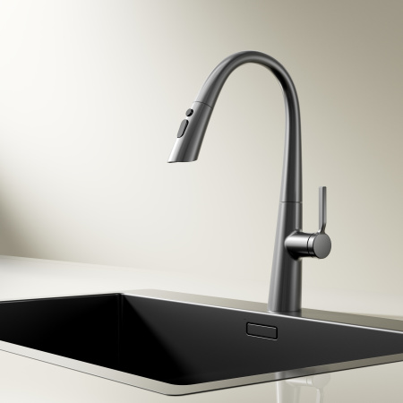 Смеситель для кухни Vincea VKF-176GM, вороненая сталь