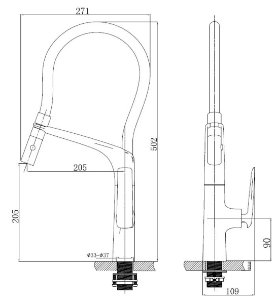 Смеситель для кухни Vincea VKF-115MB, черный