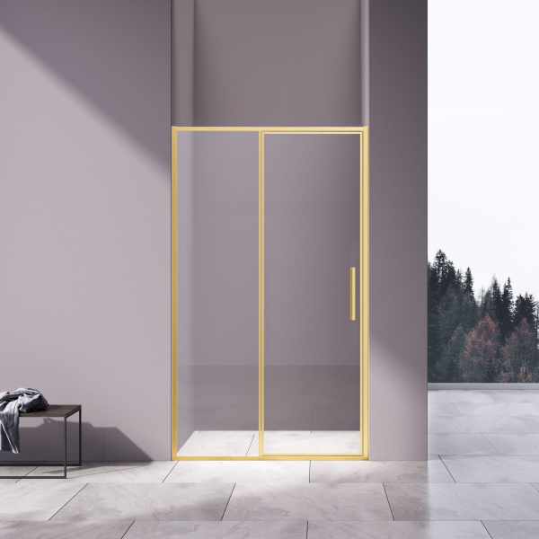 Душевая дверь Slim 8mm VDP-4SL120CLG, брашированное золото, стекло прозрачное Душевая дверь Slim 8mm VDP-4SL120CLG, брашированное золото, стекло прозрачное