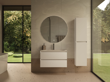 База под раковину Люка Софт-Тач (Luka Soft-Touch) 800 подвесная, 2 выкатных ящика микролифт, матовый белый