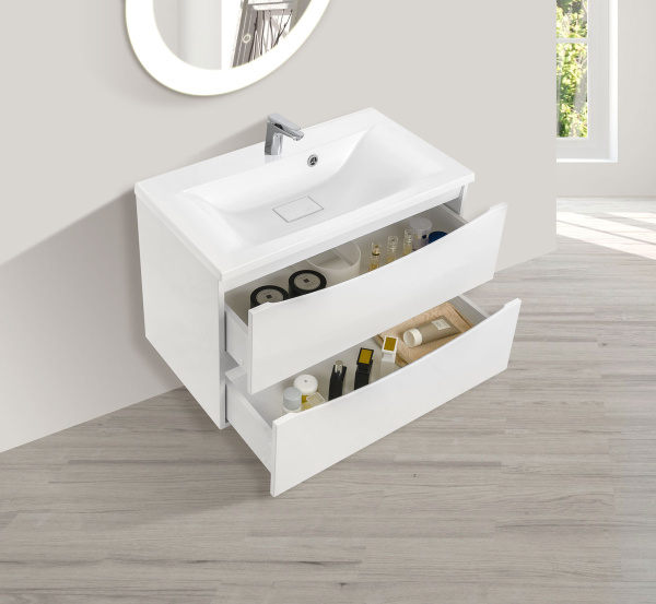 База под раковину Mia 800 подвесная, 2 выкатных ящика soft close, G.White