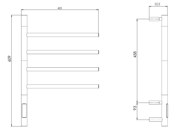 Полотенцесушитель электрический Vincea VTD-1S1CBE 43x60, черный, таймер