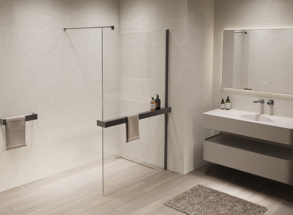 Душевая перегородка Walk-In VSW-1HR900CLGM, 900*2000, вороненая сталь, стекло прозрачное