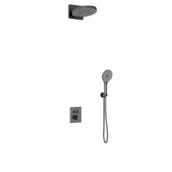 Душевой комплект Inspire VSFW-3I21T1GM встраиваемый, термостатический, двухрежимный, вороненая сталь