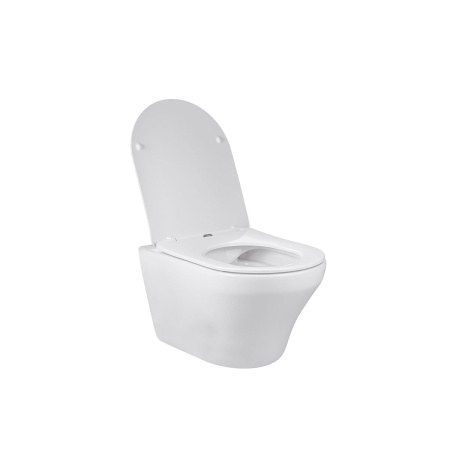 Унитаз подвесной безободковый Vincea Эдж-М (Edge-M) VT1-37, цвет белый, ультратонкое сиденье с плавным опусканием, Горизонтальный выпуск