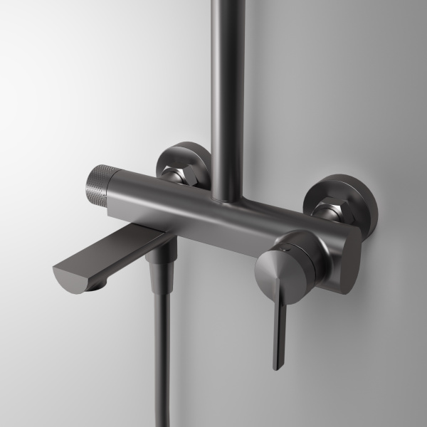 Душевая стойка ТГ (TG) VSFS-5TG1GM с изливом, вороненая сталь