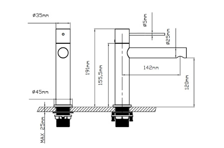 Смеситель для раковины Aspire VBF-4AS01GM, вороненая сталь