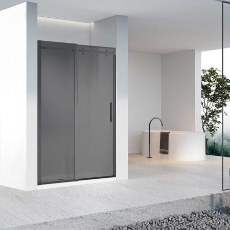 Душевая дверь Комо-Н (Como-N) VDS-4CN160CGB, 1600, черный, стекло тонированное