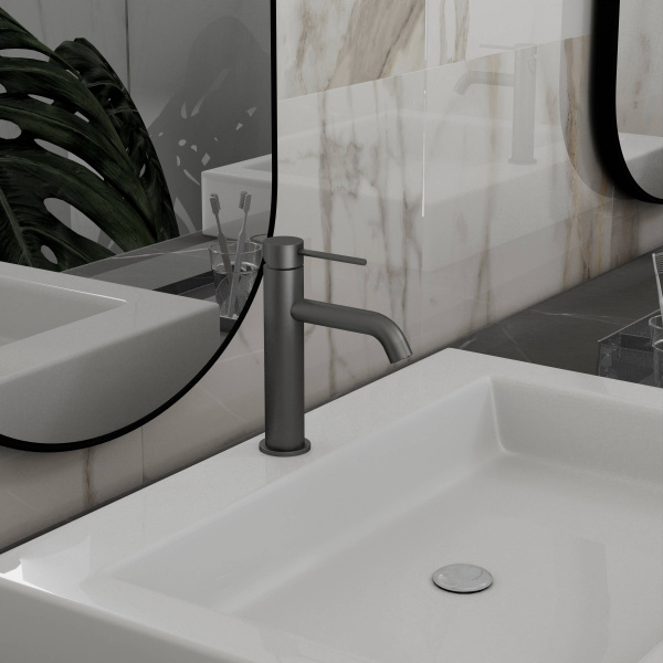 Смеситель для раковины City VBF-2C1GM однорычажный, вороненая сталь