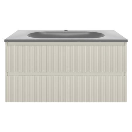 База под раковину Велле (Welle) 1000 подвесная, 2 выкатных ящика микролифт, Бежевый матовый софт-тач