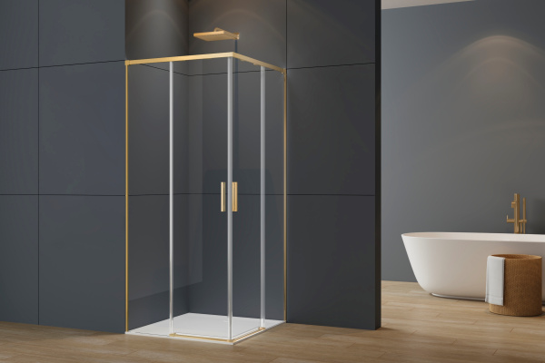 Душевой уголок Софт 2 (Soft 2) VSS-3SO2900CLG, 900*900, брашированное золото, стекло прозрачное